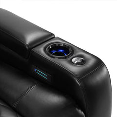 Valencia Tuscany Row of 2 Black Leather Power Reclining Home Theatre Seating