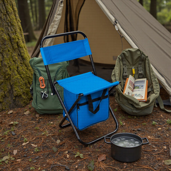 1PC Folding Chair with Storage, Foldable Fishing Seat Lightweight Chair, Portable Chair Home, Small/Large More Colors