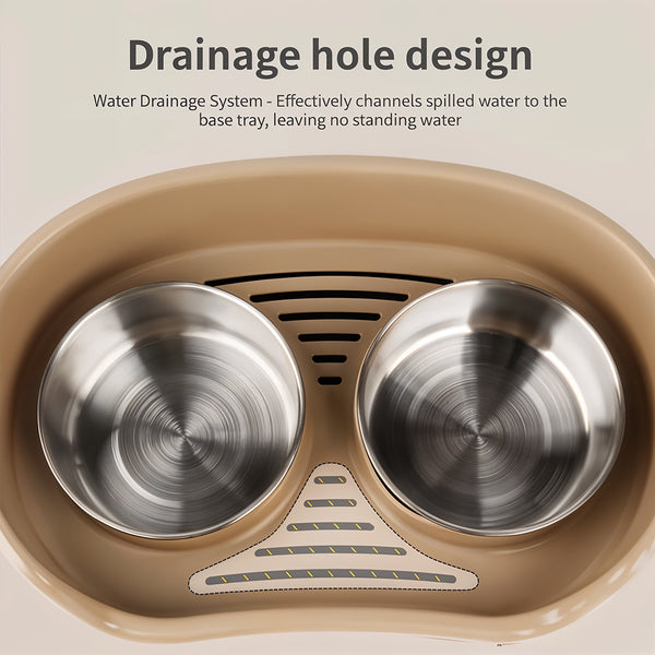 Raised Dog Bowls for Cats and Dogs, Elevated Dog Cat Food and Water Bowls Stands Feeder Dishes with 2 Stainless Steel Bowls, 2 Colours Available
