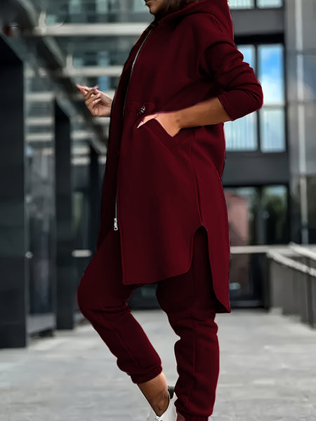 Fashion Women'S Solid Color Sweatshirt Set, Directional Style