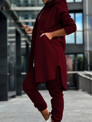 Fashion Women'S Solid Color Sweatshirt Set, Directional Style