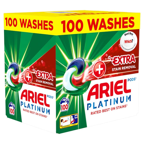Ariel Platinum plus Extra Stain Removal Pods, 100 Pods