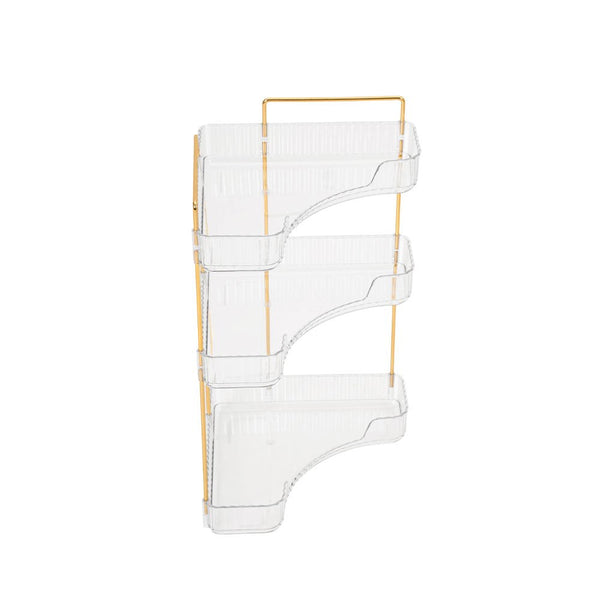Transparent Triangular Storage Rack Golden Multi-layer, Cosmetic Layered Organizer Design, Suitable for Vanity Bedroom Bathroom, Corner Space Utilization Storage Skincare Products