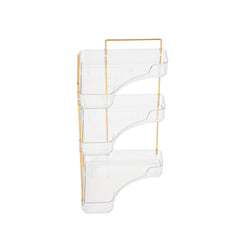 Transparent Triangular Storage Rack Golden Multi-layer, Cosmetic Layered Organizer Design, Suitable for Vanity Bedroom Bathroom, Corner Space Utilization Storage Skincare Products