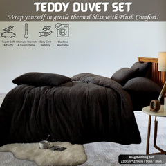 Teddy Bear Fleece Duvet Cover Set | Single Double King Size Bedding | Super Soft Plush Quilt Cover with Pillowcases | Warm Cosy Thermal Fluffy Set for Cold Nights | Easy Care & Durable Comfort | Luxury Teddy Fleece Bed Cover for Bedroom Warmth & Style | F