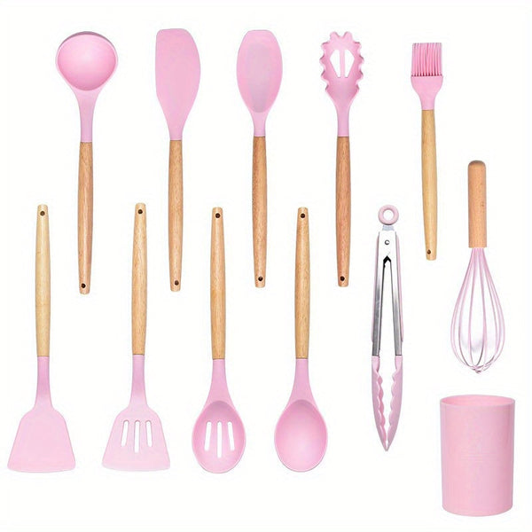 12pcs Silicone Kitchen Utensil Set- Non-Stick, Heat Resistant Cooking Tools& Baking Supplies