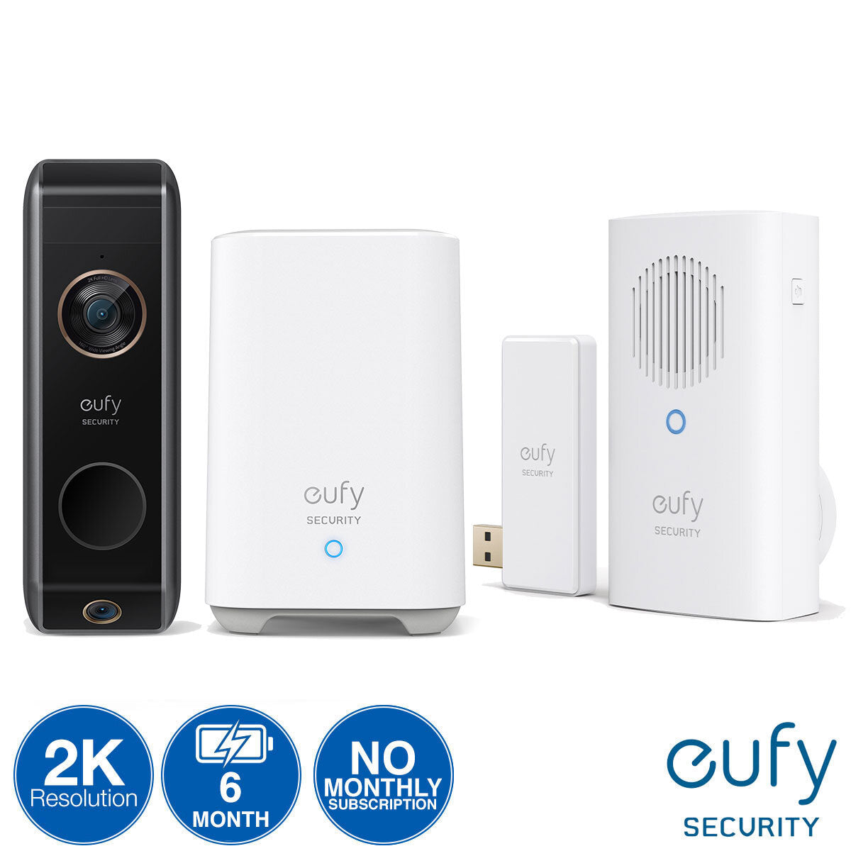 eufy 2K Dual Cam Video Battery Doorbell with Homebase 2 and Chime