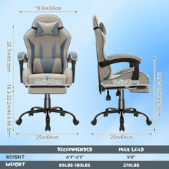 Gaming Chair Computer Chair Office Chair Racing Chair Desk Chair Swivel Chair Cute Gamer Chair Ergonomic Chair with Footrest And Backrest Support, Chair for Adult Gray