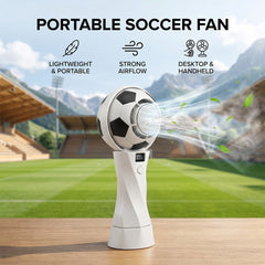 Portable Football Design Handheld Fan, USB Rechargeable Mini Fan, High-Velocity Portable USB Cooling Fan with Digital Display, Mini Soccer Desk Fan for Sports & Travel