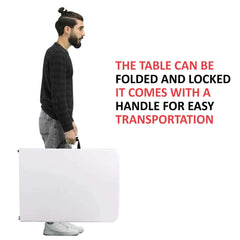 5ft 1.5m Heavy Duty Folding Table, Folding Camping Table with Handles for Outdoor & Indoor Use for BBQ, Picnic, Garden and Office Party