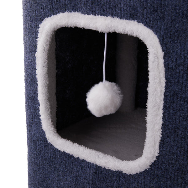 Large Cat Bed Cat House Cave & Tower Foldable Indoor 1/2/3 Layer with Hanging Toy Ball for Small Medium Pets, Large Cats Cube Bed Cave with Hideaway Condos