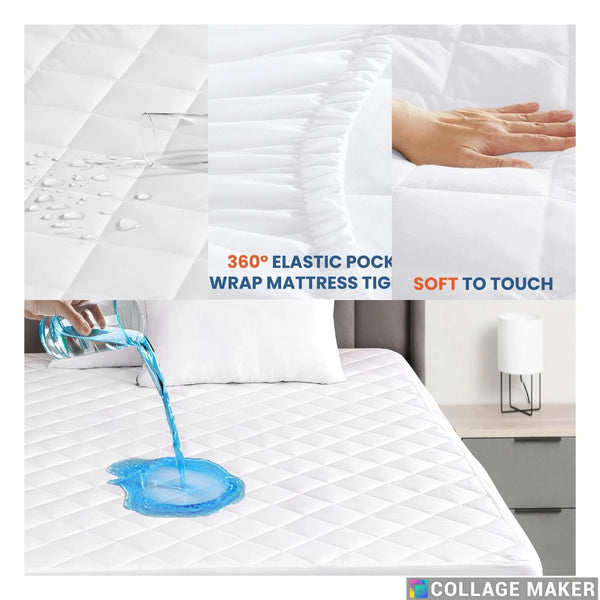 4B Quilted Waterproof Mattress Protector Extra Deep 30cm with Quilted Top Layer and All-Around Elastic, Designed for Stable Mattress Fit and Easy Maintenance, Suitable for Home Use, Guest Rooms and Let Properties, Available in Single Small Double 4FT Doub