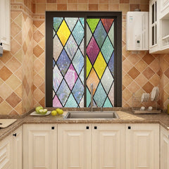 1 Roll of Crystal Lattice Patterned Glass Film, Static Cling, No Glue, Providing Privacy And Blocking Rays, Suitable for Both Office And Home Use