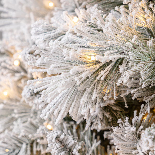 7.5Ft (2.3M) Pre-Lit Glitter Flocked Artificial Christmas Tree with 1,150 Color-Changing Micro Twinkle LED Lights