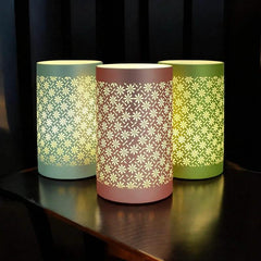 LED Table Lamps Battery Operated Cordless Desk Lights | Blue Green or Pink Flower Petal Design