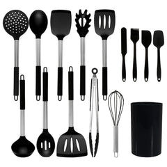 Kitchen Utensils Set Silicone & Stainless Steel Cooking Nonstick Spatula Tools