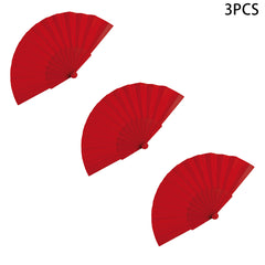 3Pcs Hand Fan Held Portable Spanish Dances Fabric Folding Party Wedding Gift