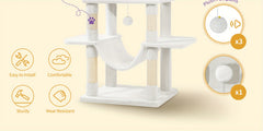Cat Tree for Indoor Cats, 210cm Large Tall Cat Tower, Multi-Level Cats House with Condo, 8 Scratching Posts, Hammock, 4 Pom Poms