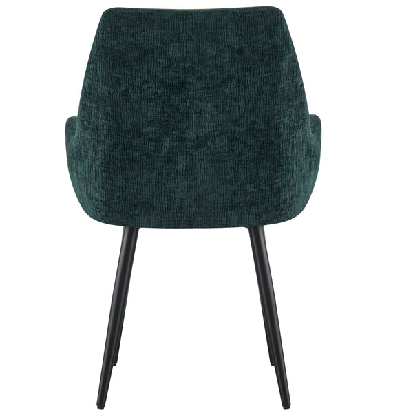 MOF Set of 4 Dining Chairs with Armrests - Mid-Century Upholstered Dining Chairs with Soft Cushioned Seat & Black Metal Legs for Dining Room, Living Room, Kitchen or Vanity Chair