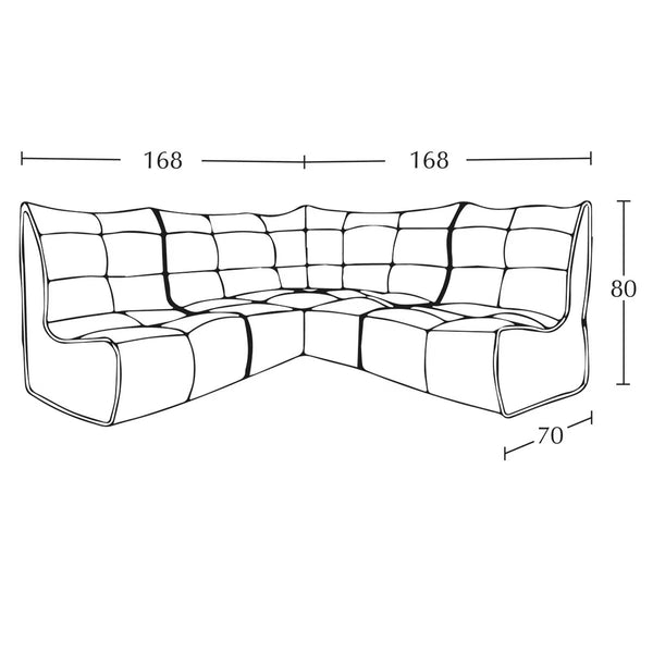 Ambient Lounge Mod3 Cosy Corner Sofa Outdoor Bean Bag in Dark Grey