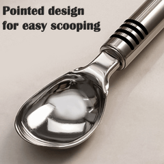 AEX Stainless Steel Ice Cream Spoon - Long Handle Scooper for Sorbet, Melon, & Dessert - Durable & Easy Clean - Versatile Kitchen Utensil for Ice Cream, Yogurt, Coffee, & More - Sleek Design - Perfect for Home, Restaurant, & Party