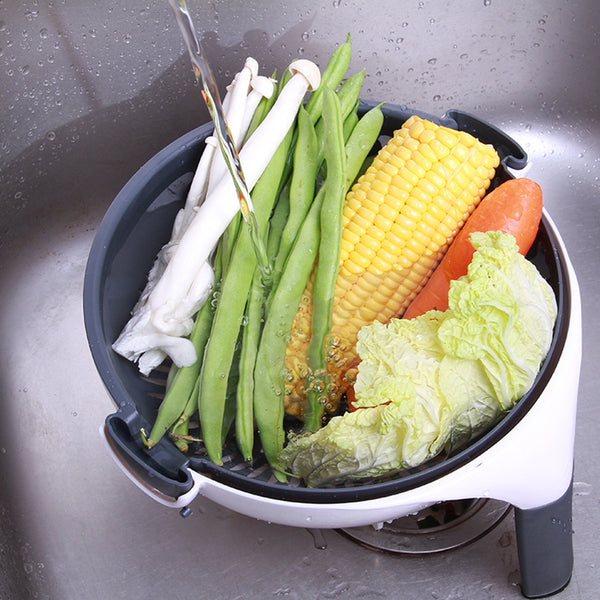 Rotate Vegetable Cutter 9 in 1 Multifunction Vegetable Slicer with Drain Basket Portable Large Capacity Vegetables Chopper Sets Kitchen Tool Kitchen Accessories