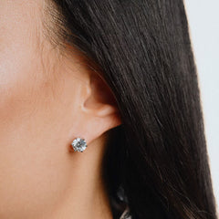 Diamonfire Sterling Silver Six Claw Cubic Zirconia Stud Earrings