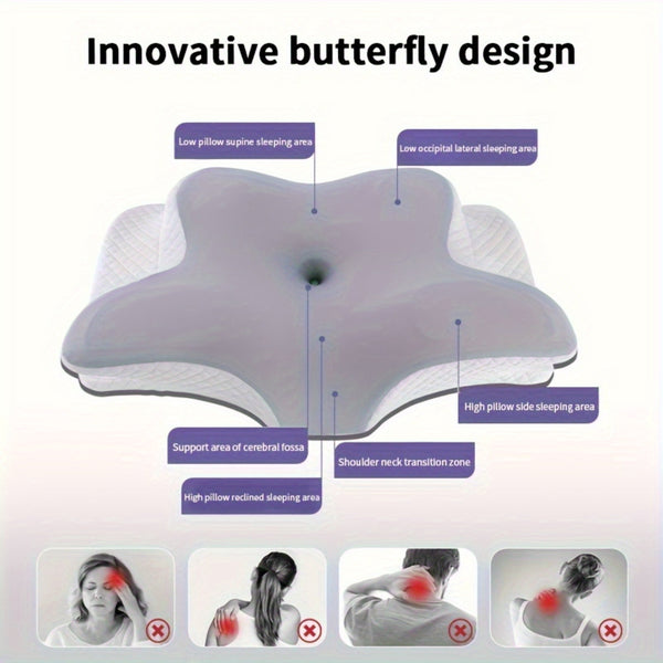 1pc Slow Rebound Cervical Pillow, Ergonomic Neck Contour Support for Side Sleep, Machine Washable Cool Soft Pillow Cover