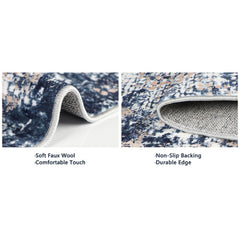 Capslpad Navy Blue Abstract Area Rug 200x300cm | Modern Short Pile Soft Faux Wool, Machine Washable, Non Slip, Minimalist Floor Mat for Living Room, Bedroom, Office, Kitchen Decor