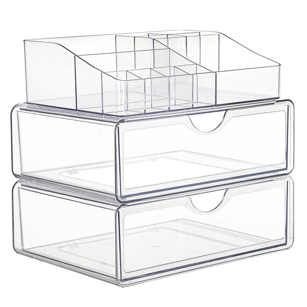 Three-Level Drawer Organizer, Multi-Section Storage Box for Office Items (Pens, Paper Clips, Staplers)