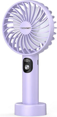 TECKNET Handheld Fan, Portable USB Hand Held Fan Rechargeable with LED Display, Mini Hand Fan 3 Speed Battery Operated Detachable Base Cooling Desk Fans Handheld for Home Office Bedroom Outdoor