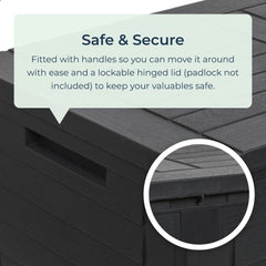 Waterproof 170L Outdoor Parcel Box – Grey Plastic Garden Storage Container for Packages, Deliveries & Cushion Storage