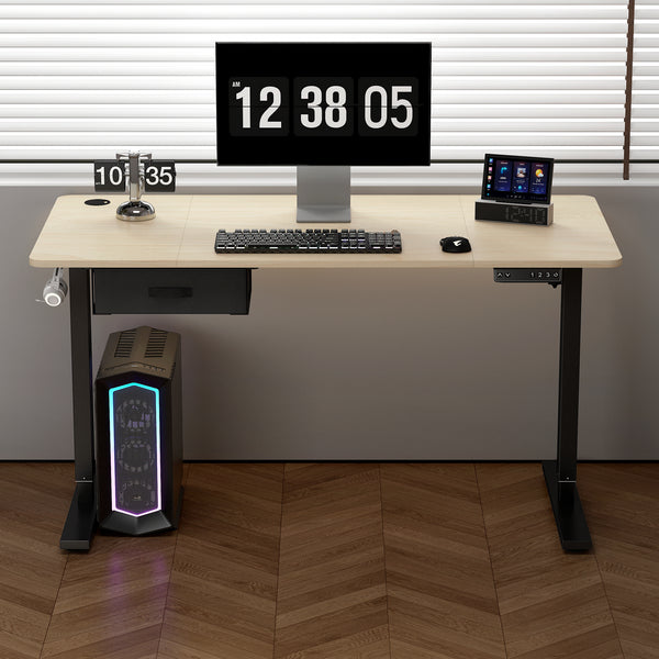 Electric Standing Desk, Sit Stand Table, Height Adjustable Electric Standing Computer Desk with USB Charging Port and Desk Drawer for Home Office