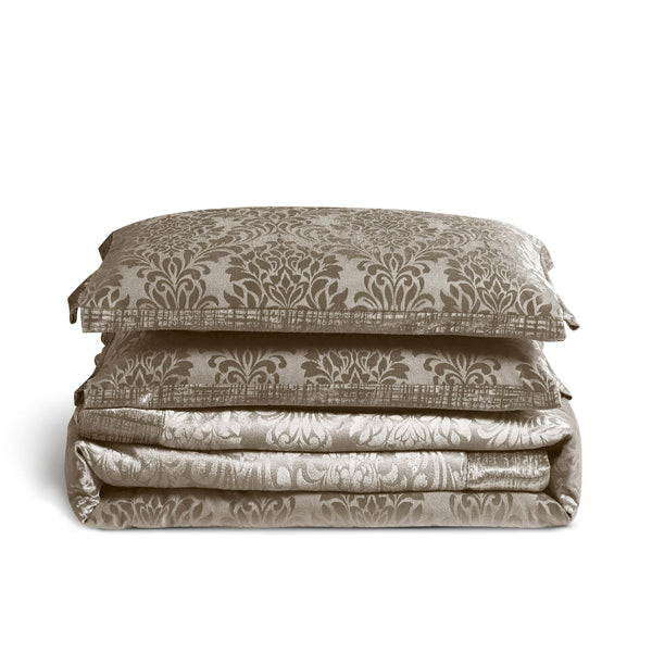3 Piece Velvet Quilted Bedspread Set Jacquard Damask Bed Cover with Pillow Shams | Luxury Soft Polyester Bedspread for Double King Super King Beds | Modern Elegant Bedroom Bedding Set