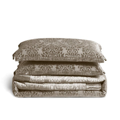 3 Piece Velvet Quilted Bedspread Set Jacquard Damask Bed Cover with Pillow Shams | Luxury Soft Polyester Bedspread for Double King Super King Beds | Modern Elegant Bedroom Bedding Set