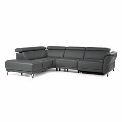 Nicoletti Charleston Blue Leather Power Reclining Corner Sofa with Chaise in 2 Configurations