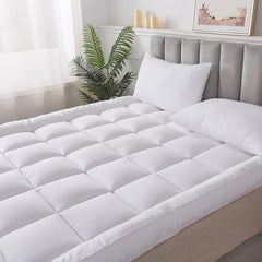 Luxury Mattress Topper Extra Thick 4-Inches / 10cm Deep | Fitted Bed MattressesToppers with Soft Fiber | Single Double King Super King Small Double Sizes Bedding Size