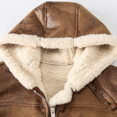 Men's Faux Fur-Lined Hooded Vest, Thickened and -Lined, Fashionable Windproof and Warm Outer Jacket for Men