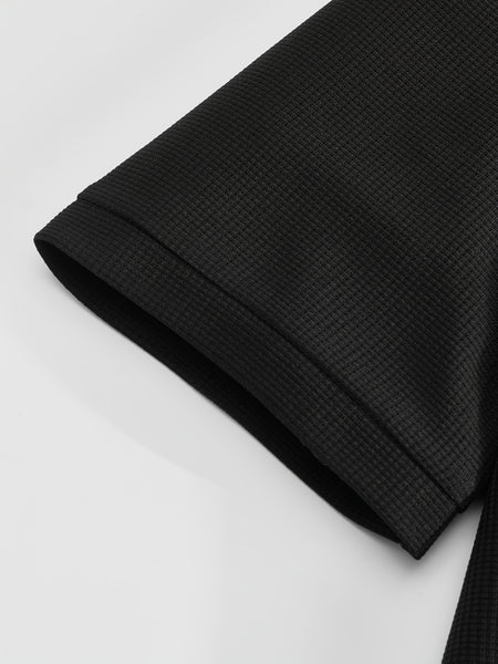 Men's Waffle Casual Suit Top Short Sleeve Turnover Collar Shirt Bottom Leisure Pants Comfortable and Clean Suitable for Spring and Summer Wear