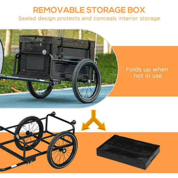 Bicycle Cargo Trailer with 65L Foldable Storage Box and Safe Reflectors