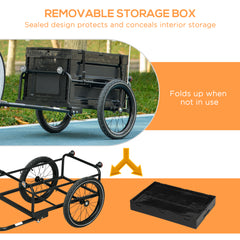Bicycle Cargo Trailer with 65L Foldable Storage Box and Safe Reflectors