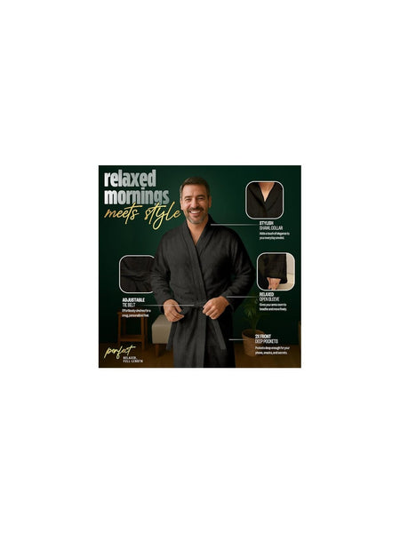 Men'S Hooded Cotton Bathrobe – Ultra Soft Terry Cloth Spa Robe with Adjustable Belt & Deep Pockets – Knee Length Luxury Home & Hotel Dressing Gown