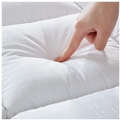 1pc Hotel Quality 10cm Mattress Topper Extra DeepThick Bounce Back Deep Fitted Bed Mattress Pad Quilted Box Stitched with Corner Elasticated Straps Breathable 4 Inches Luxury Mattresses Toppers for Ultimate Comfort, Deep Pocket Elasticated Straps Mattress