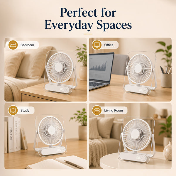 USB Desk Fan, 5000Mah [15H Max Working Time] Ultra Quiet Battery Operated Small USB Fan with Strong Wind, 180° Tilt Foldable And 5 Speeds Adjustable, Battery Powered Mini Personal Fan for Office Bedroom Desktop - Gift