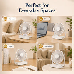 USB Desk Fan, 5000Mah [15H Max Working Time] Ultra Quiet Battery Operated Small USB Fan with Strong Wind, 180° Tilt Foldable And 5 Speeds Adjustable, Battery Powered Mini Personal Fan for Office Bedroom Desktop - Gift