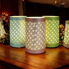 LED Table Lamps Battery Operated Cordless Desk Lights | Blue Green or Pink Flower Petal Design