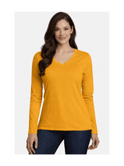Ladies Womens V Neck Long Sleeve Plain Slim Fit Basic Top Stretchy T-Shirt 8-26