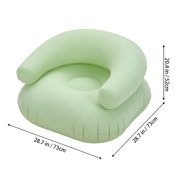 73*73*52cm U-shaped Outdoor Leisure Inflatable Sofas, Portable Inflatable Mattresses for Home Use, with Backrest, Foot Pump Included, Durable and Wear-resistant, Suitable for Home, Camping, Beach and Travel Use Green/Purple