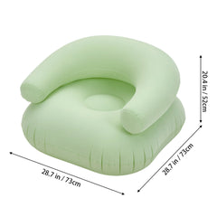73*73*52cm U-shaped Outdoor Leisure Inflatable Sofas, Portable Inflatable Mattresses for Home Use, with Backrest, Foot Pump Included, Durable and Wear-resistant, Suitable for Home, Camping, Beach and Travel Use Green/Purple