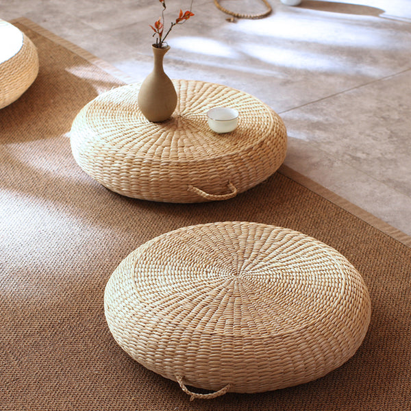 10cm Thicken Straw Cushion, Solid Round Seat Cushions Chair Pad Pillow Seat Soft Tatami Floor Cushion for Yoga Meditation Living Room Balcony Office Outdoor 40cm/50cm